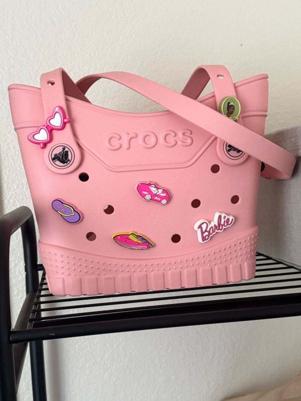 CROCS Pink Jibbitz-Decorated small classic Tote Bag